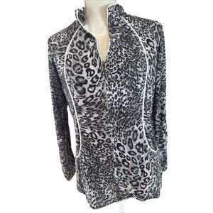 Neiman Marcus Exclusive Leopard Print Zip-Up Jacket  Womens Size S